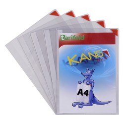 Samolepicí kapsy Kang Easy Clic A4, nepermanentní červené/5ks